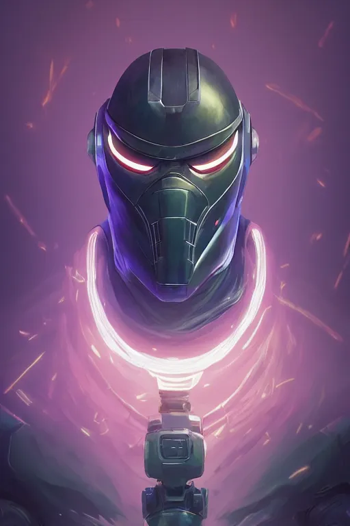 Image similar to epic mask helmet robot ninja portrait stylized as fornite style game design fanart by concept artist gervasio canda, behance hd by jesper ejsing, by rhads, makoto shinkai and lois van baarle, ilya kuvshinov, rossdraws global illumination radiating a glowing aura global illumination ray tracing hdr render in unreal engine 5