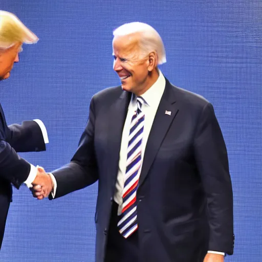 Image similar to joe biden shaking hands with donald trump