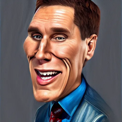 Image similar to Caricature portraits done of Jerma, realistic, hyperrealistic, very realistic, highly detailed, very detailed, extremely detailed, detailed, oil painting, digital art, trending on artstation