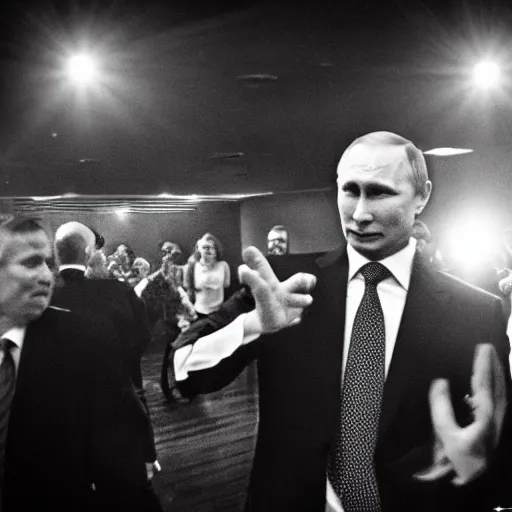 Image similar to Vladimir Putin dancing at the Babylon night club in Durham, photo, iphone, camera