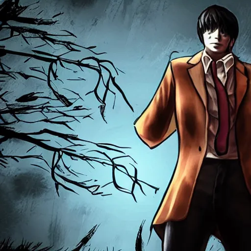 Prompt: Light Yagami in Dead By Daylight game
