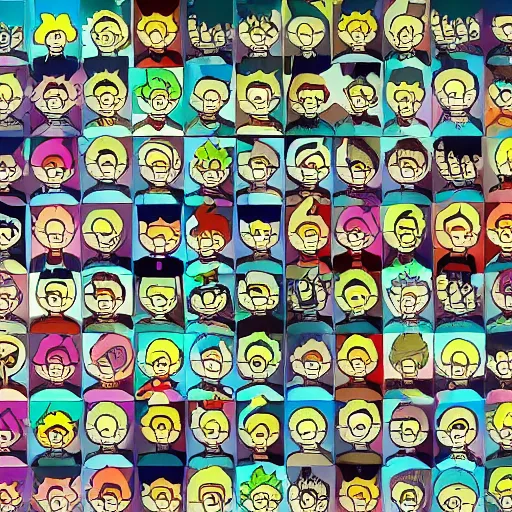 Image similar to 1 0 0 0 different mortys from rick and morty