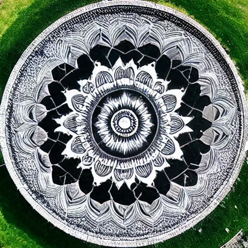 Image similar to mandala carved into landscape, can be seen from outer space