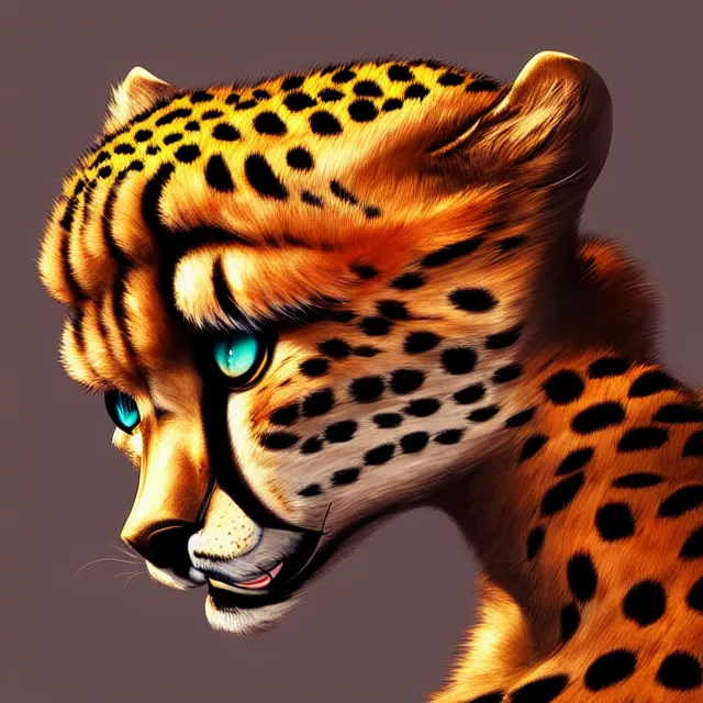 Prompt: epic professional digital art of a cheetah cgsociety wlop behance by pixiv