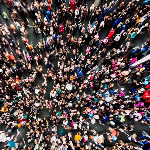 Image similar to ant eye - view of people running frantically