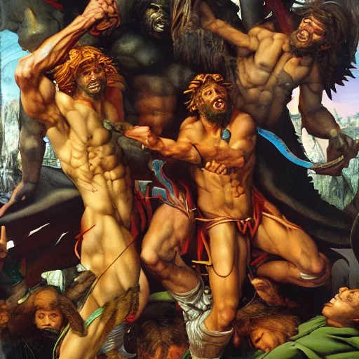 Prompt: unhinged revenge of the fierce Chaldean terror by Jeff Easley and Michelangelo, fantastic reality, detailed and beautiful faces, dramatic lighting, establishing shot, 8k resolution – W 1024