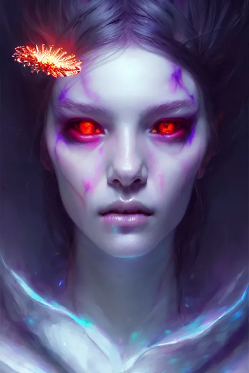 Prompt: beautiful necromancer girl, sorceress turning into flowers, three - dimensional rendering, hyperrealistic detailed portrait holding light and electricity, ruan jia, clap. scifi, fantasy, magic the gathering, overdetalized, octane rendering, concept art by artgerm, peter murbacher