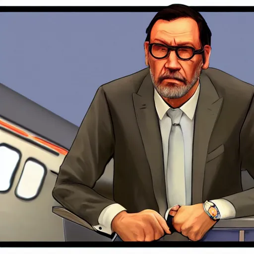 Prompt: ganster mariano rajoy, gta v loading screen art,