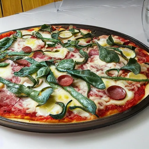 Prompt: pizzaa made entirely of glass, only glass