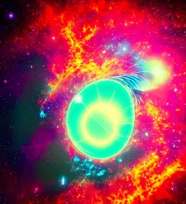 Prompt: a nebula being absorbed by a mesh wormhole, synthwave, aesthetic mood, vintage, sci - fi, 4 k