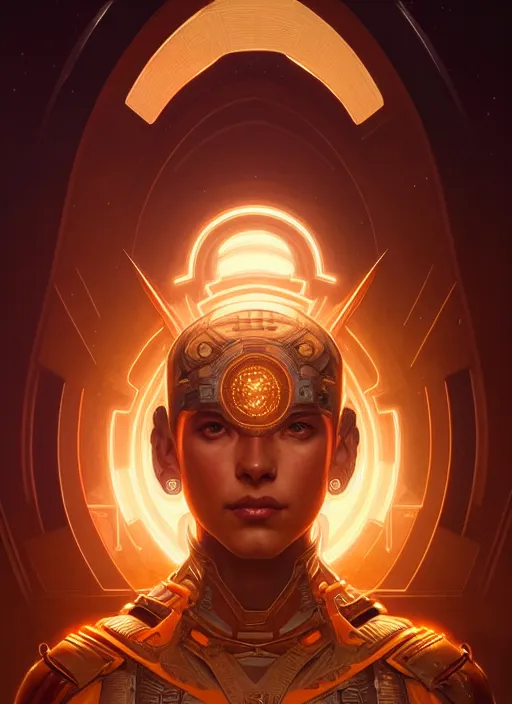 Image similar to symmetry!! portrait of ancient soldier, sci - fi, glowing lights!! intricate, elegant, highly detailed, digital painting, artstation, concept art, smooth, sharp focus, illustration, art by artgerm and greg rutkowski and alphonse mucha, 8 k