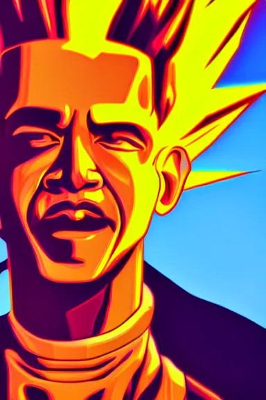 Image similar to Obama SuperSaiyan by Beeple; Surreal portrait cinema render