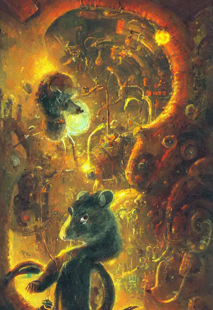 Image similar to portrait of a rat mad scientist, art by PAUL LEHR