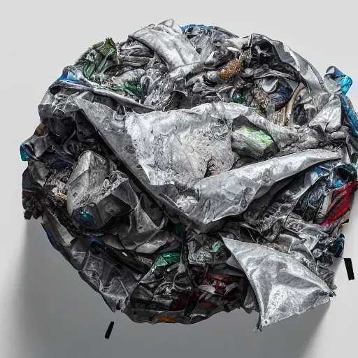 Image similar to detail photo of a piece of rubbish on a white background, photorealistic, studio photo