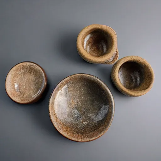 Prompt: wheel - thrown wabi - sabi ceramic set