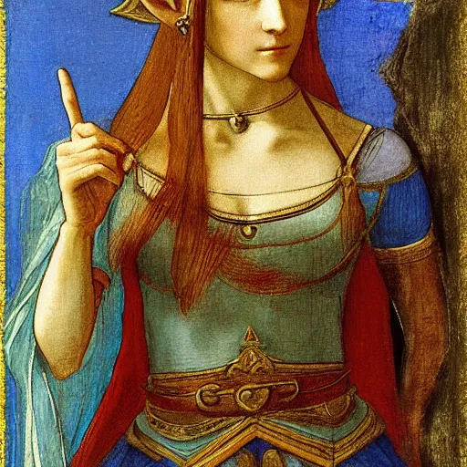 Image similar to princess zelda, by leonardo da vinci, painting