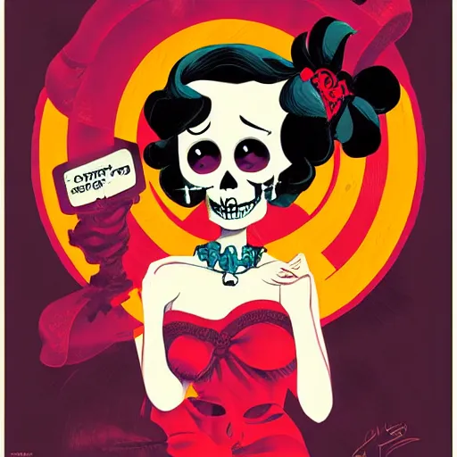 Image similar to portrait skull girl betty boop by petros afshar, tom whalen, jc leyendecker and singer sargent