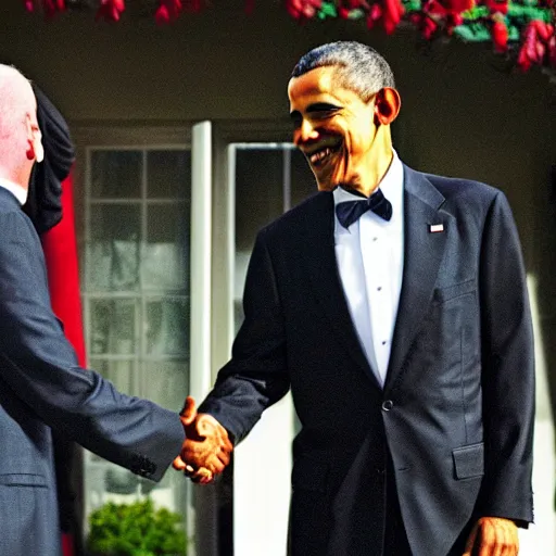 Prompt: obama shaking hand of osama bin laden, ultra realistic, canon 3 5 mm photography