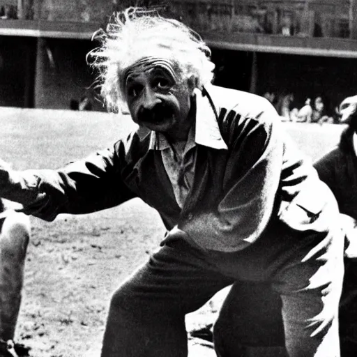 Image similar to albert einstein as one of the baseball furies in the warriors