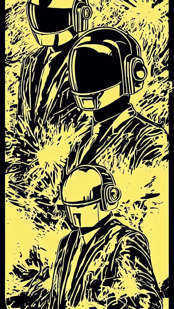 Image similar to Daft Punk concert poster by mcbess, full colour print, Techno concert advert, DAFT PUNK CONCERT 24 Aout 2022