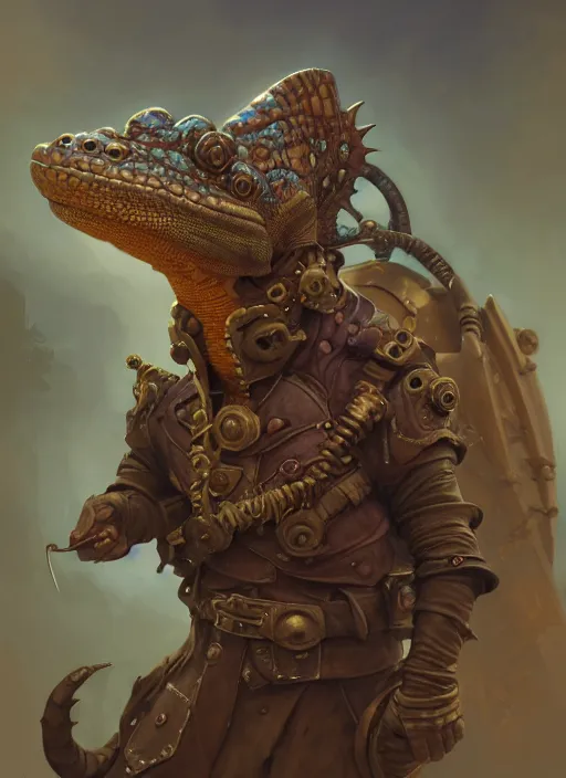 Image similar to subsurface scattering, steampunk lizard paladin, by jesper ejsing, justin gerard, tomasz alen kopera, cgsociety and fenghua zhong, highly detailed, rim light, cinematic lighting, illustration, art, octane render, very coherent, cinematic, hyper realism, high detail, octane render, 8 k