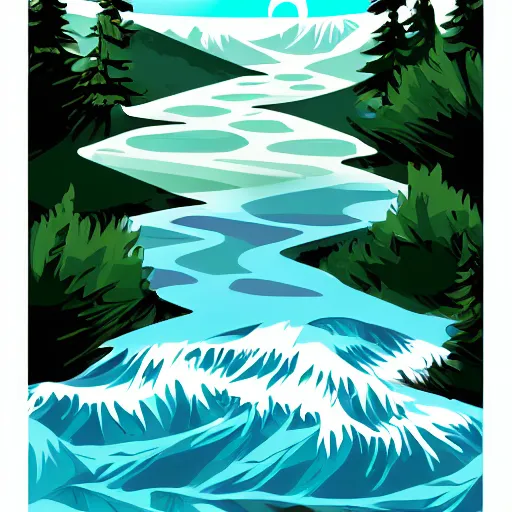 Prompt: mountain water noisy illustration vector digital art trending on artstation h 7 6 8