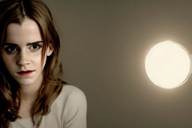 Prompt: a cinematic rendering of emma watson, inside of a lightbulb
