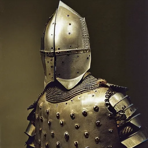 Prompt: a man wearing armor made of cardboard, knight armor, photograph, high detail