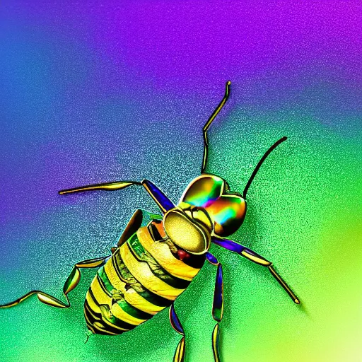 Prompt: insects made of iridescent water macro sharp focus, vector graphics