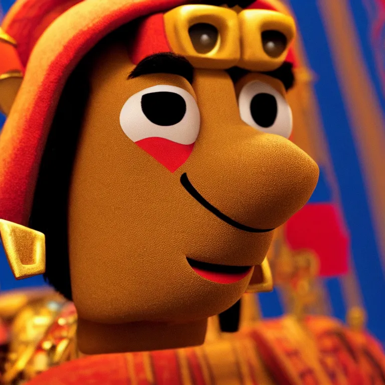 Image similar to A photo of Emperor Kuzco!!!!!!!!!!!!!!!!. Portrait! by Terry Richardson. Close-up. Low Light. 8K. UHD. Bokeh.