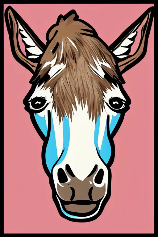 Image similar to Portrait of a chad donkey, anime, sticker, colorful, illustration, highly detailed, simple, smooth and clean vector curves, no jagged lines, vector art, smooth