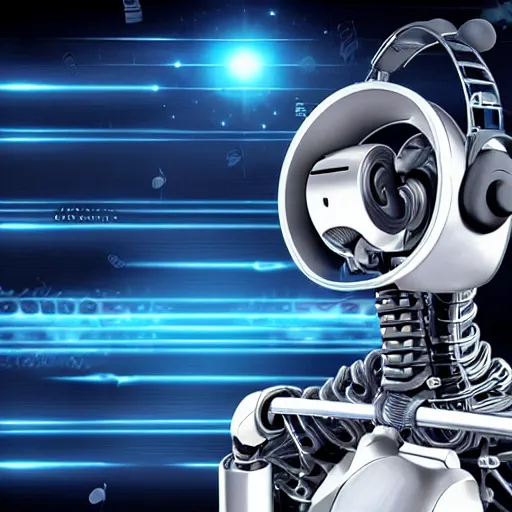 Image similar to robot with headphones listening to music, lowbrow, hd