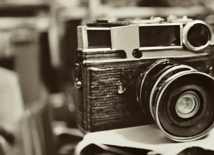 Image similar to a photo from the 1 9 7 0 s of an old camera in an antiques store