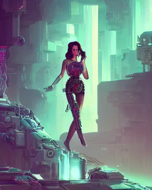 Image similar to portrait of lana del rey as a cyberpunk cyborg. roses, sci - fi, intricate abstract upper body intricate artwork, by tooth wu, wlop, beeple, dan mumford. concept art, octane render, deviantart, greg rutkowski, cinematic arthouse, key art, hyper realism, iridescent accents