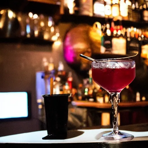 Prompt: god drinking a negroni at a bar on the lower east side