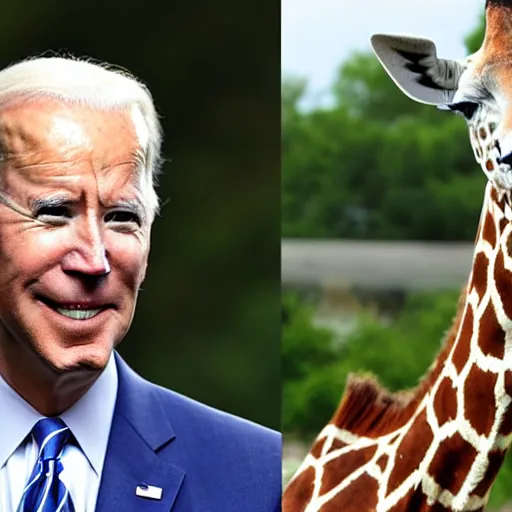 Image similar to a robotic giraffe with joe biden face