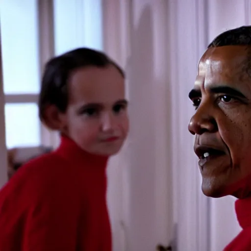 Image similar to a still of obama as the grady twins in the shining