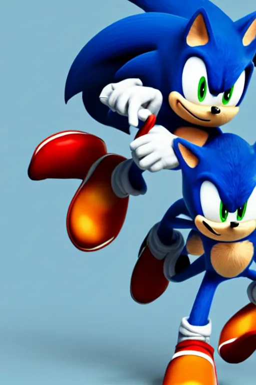 Image similar to 3 d render of running sonic, unreal engine, pixar style