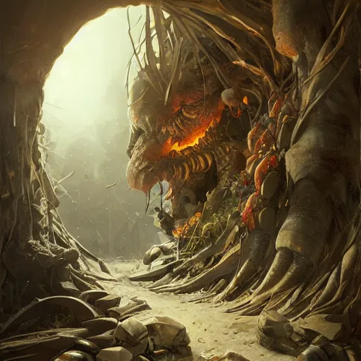 Prompt: the end is near, the light is at the end of the tunnel by arcimboldo, greg rutkowski