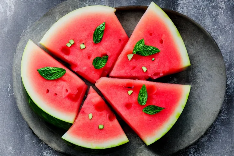 Prompt: watermelon and swiss cheese aspic, food photography,