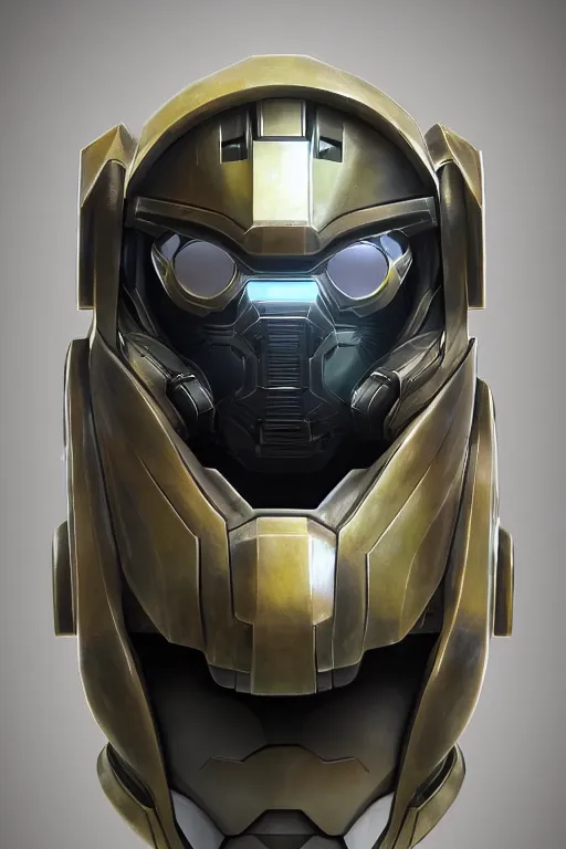 Image similar to robot ninja mask helmet halo master chief radiating a glowing aura global illumination ray tracing hdr fanart arstation by ian pesty and katarzyna da „ bek - chmiel