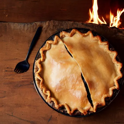 Prompt: pie on fire