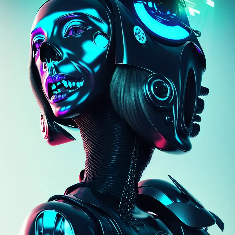 Image similar to futuristic cyberpunk princess in skull mask symmetrical artwork by Tooth Wu and wlop and beeple. octane render, trending on artstation, greg rutkowski very coherent symmetrical artwork. cinematic, hyper realism, high detail, octane render, 8k