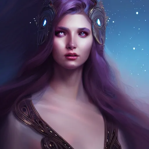 Image similar to Goddess of the night, highly detailed, digital painting, artstation, concept art, soft light, sharp focus, illustration