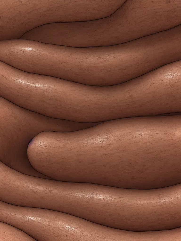 Prompt: simple 3 d primitive tube shape, texture - mapped with pale peach - colored human skin, realistic colors and details, straight smooth vertical, highly realistic bump map, surface painter, 4 k, renderman