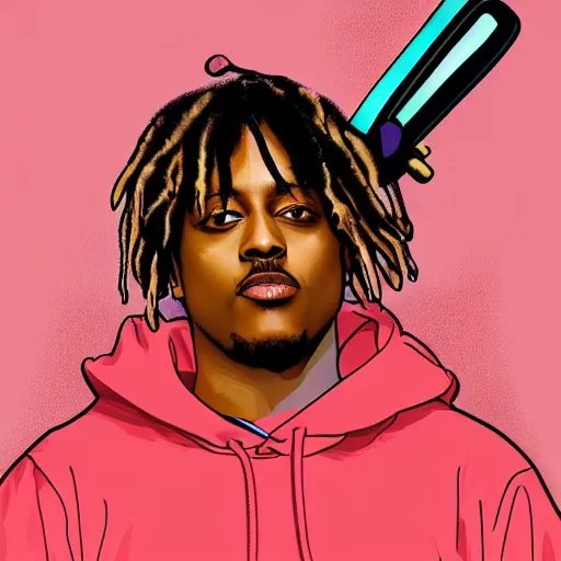 Prompt: juice wrld holding up a knife digital art 4 k the detailed super realistic