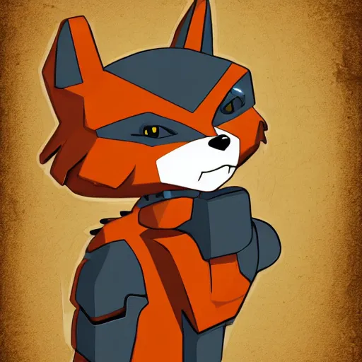 Prompt: mecha anthropomorphic fox