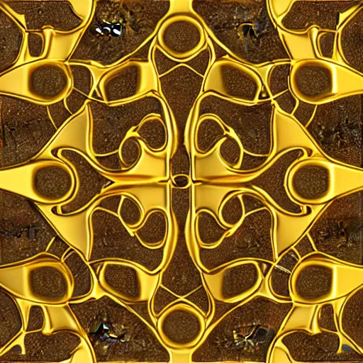 Image similar to 3d render of an abstract medieval pattern gold tile, symetrical