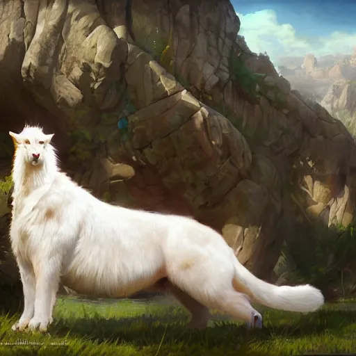 Image similar to a person touching a large white animal, a detailed painting by krenz cushart, pixiv contest winner, fantasy art, official art, detailed painting, pixiv. highly detailed. 4 k masterpiece. unreal engine. photorealistic. realism. cinematic. photorealism. wideshot