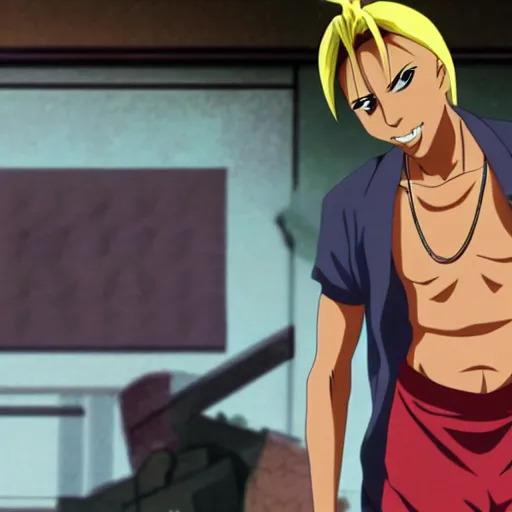 Image similar to Tupac Shakur, screenshot from a 2012s anime, anime